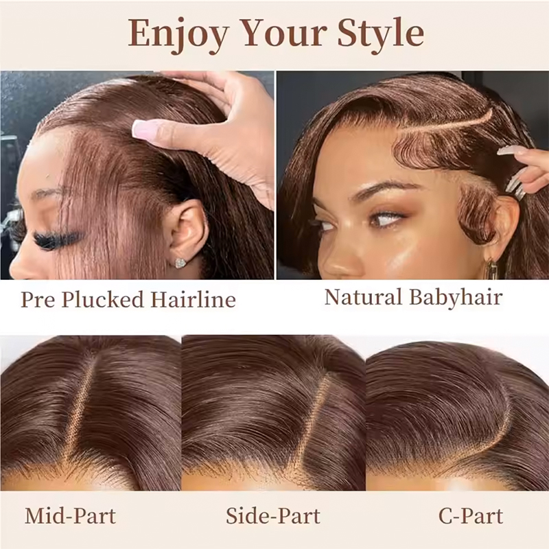220% 밀도 34인치 초콜릿 브라운 본 스트레이트 레 - Lace Front Wigs 리뷰 및 가격