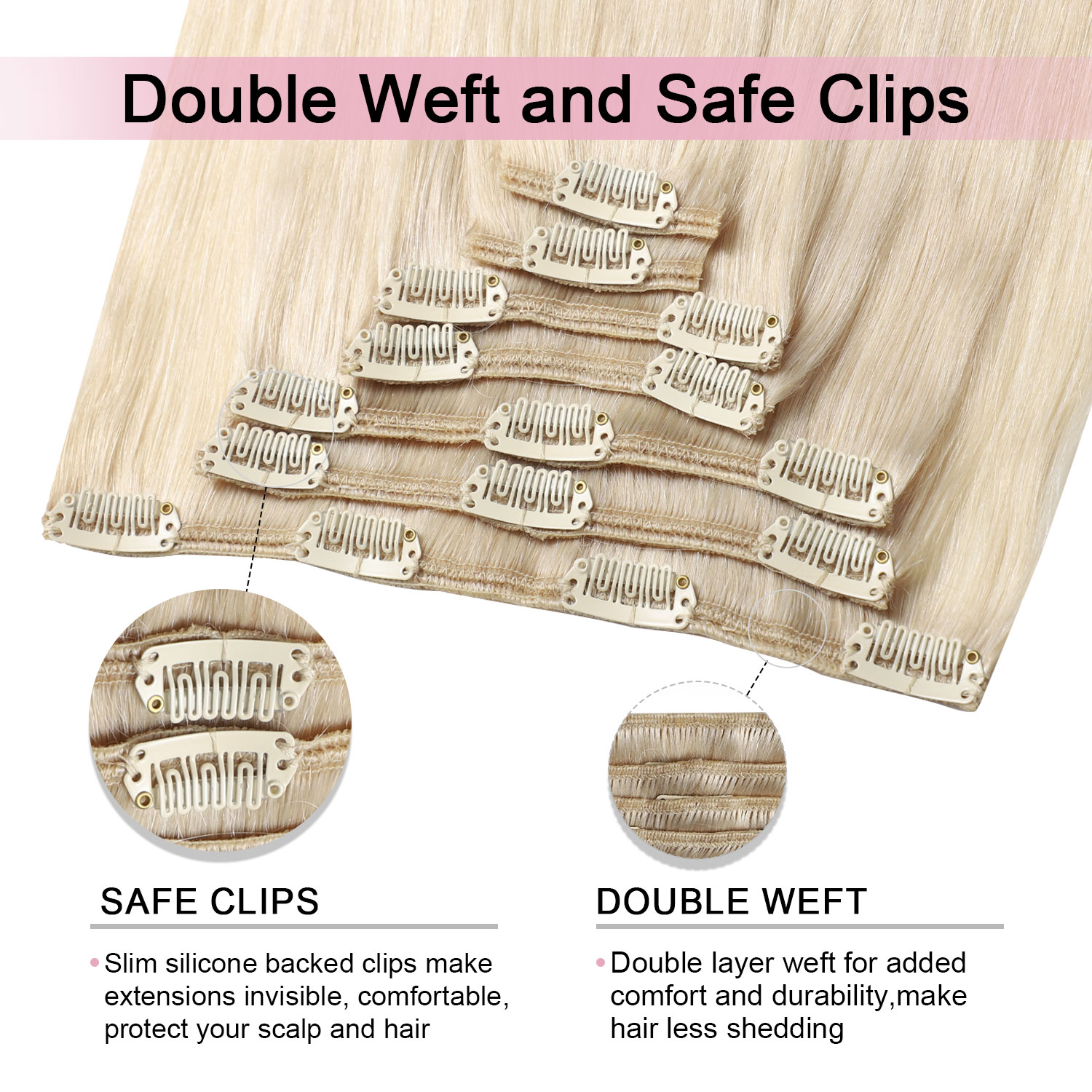 클립형 붙임머리 진짜 인모 # 60 플래티넘 블론드 레 - Seamless Clip In Hair Extensions Human Hair 리뷰 및 가격