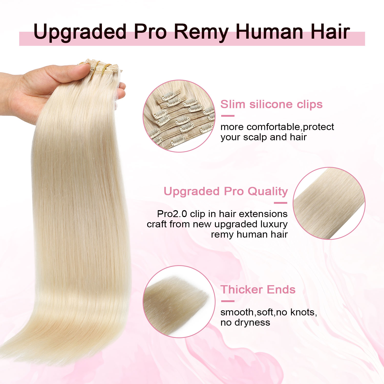 클립형 붙임머리 진짜 인모 # 60 플래티넘 블론드 레 - Seamless Clip In Hair Extensions Human Hair 리뷰 및 가격