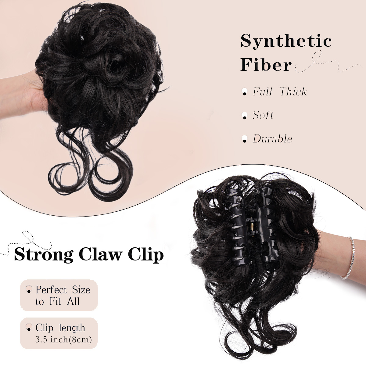 지저분한 롤빵 머리 조각 클로 클립 헤어 롤빵 물결 모 - Claw Clip Messy Bun Hair Piece 리뷰 및 가격