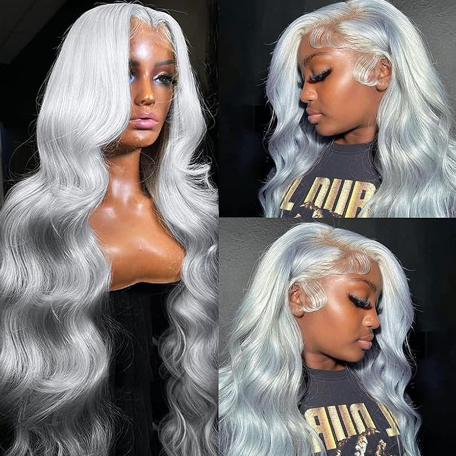 40인치 실버 그레이 컬러 바디 웨이브 레이스 프론트  - Hd Lace Frontal Wig Human Hair Pre Plucked 리뷰 및 가격
